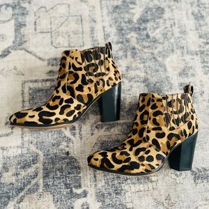 Leopard Calf Hair Ankle Boots
